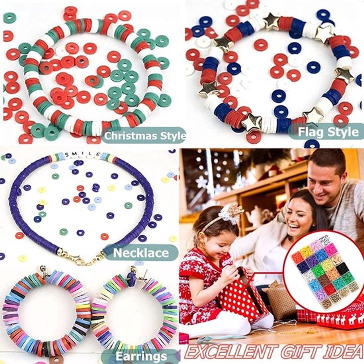 Candala Stuks Kralen voor Sieraden DIY Kleurrijke Armband, Heishi Kralen voor Het Maken van Sieraden Armband DIY Craft Kit, Ketting Oorbellen Ring, Kralen voor Armband Volwassenen Kinderen