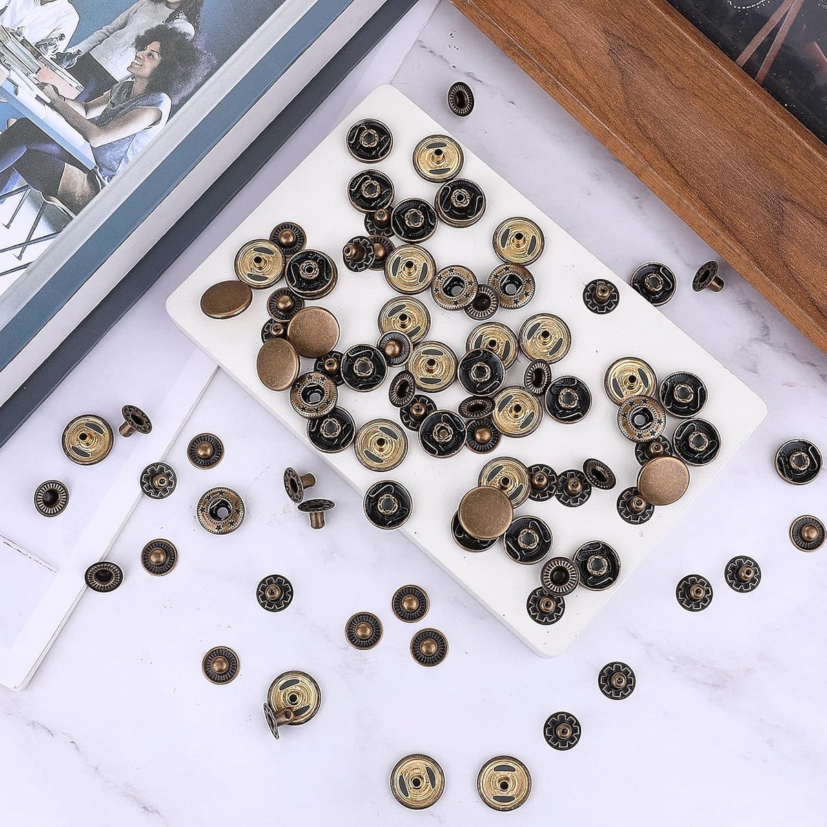 Candala sets Heavy Duty Lederen Snap Fasteners Kit, 15mm Metalen Drukknopen Metalen Drukknopen Kit met 4 stks Installatie Gereedschap Lederen Drukknopen Knop voor Kleding Hoeden Jassen Jeans Canvas (Brons)