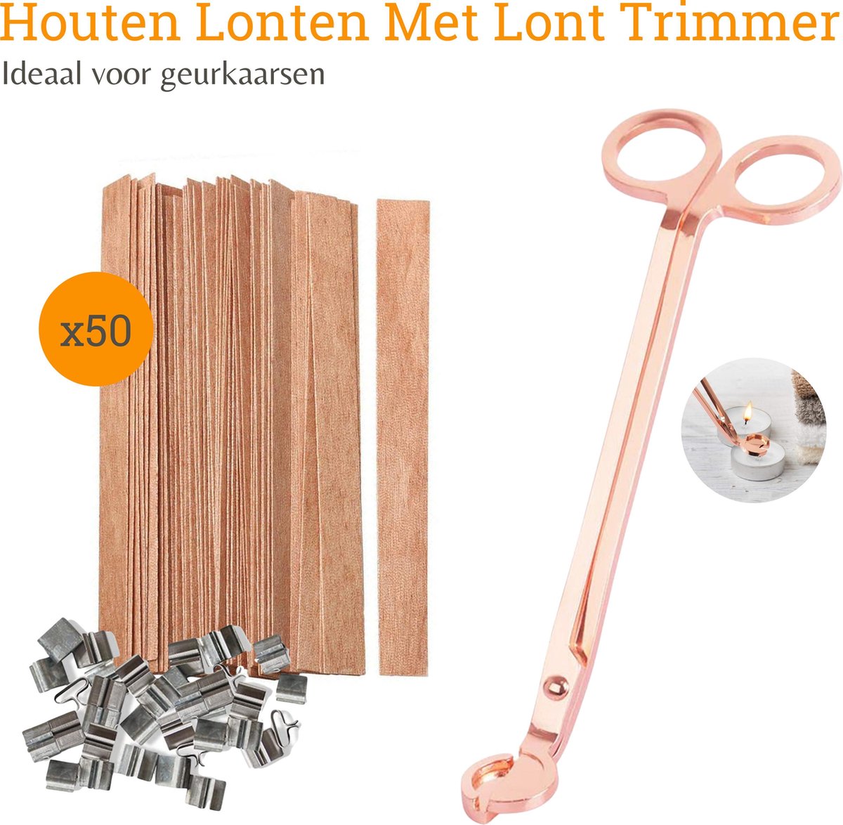 Houten Kaarslonten Inclusief Lonten Knipper - Kaarsen Maken Voor Volwassenen - Lont Trimmer - Knutselen Ideeën
