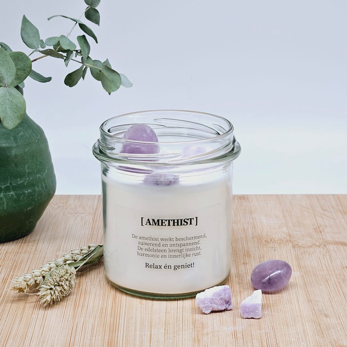 DIY pakket - Kaars met edelsteen en geurdecoratie - Amethist