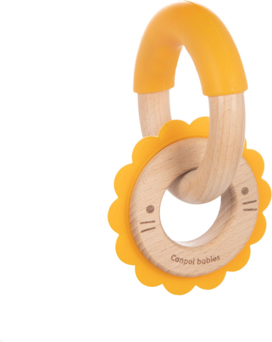 Canpol Babies Lion Houten en siliconen bijtring voor babys -0m+ 0+ maanden