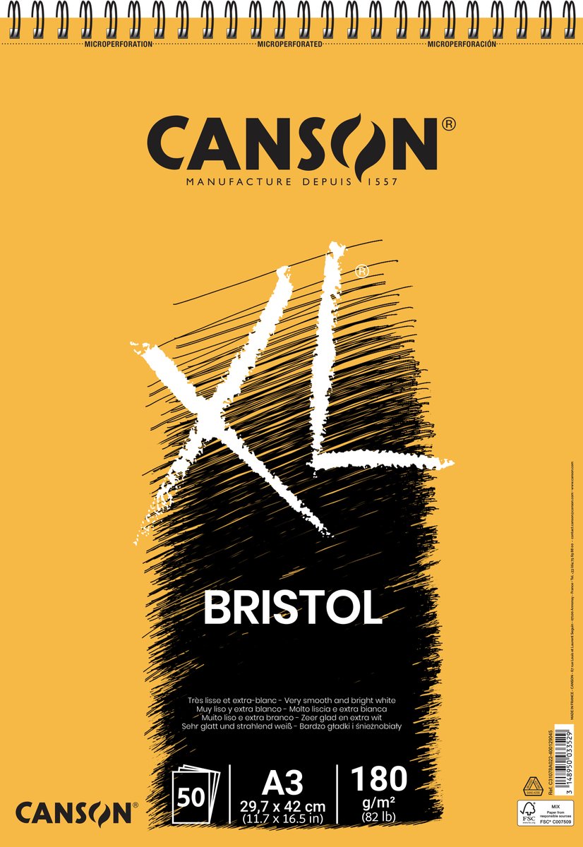 Bristolpapier canson xl 50vel 180gr a3 extra wit