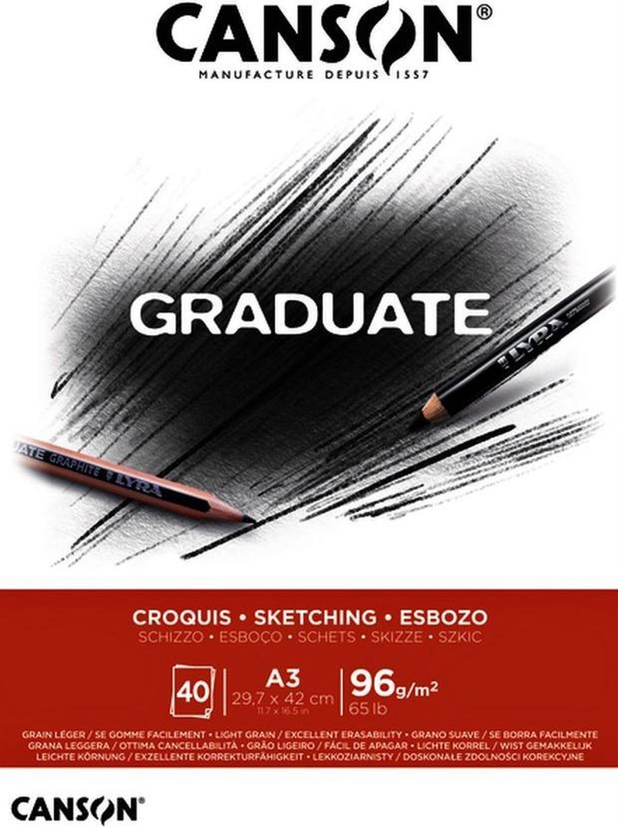 Canson C400110363 schetsblok Graduate Croquis A3 96gr pk/40vel
