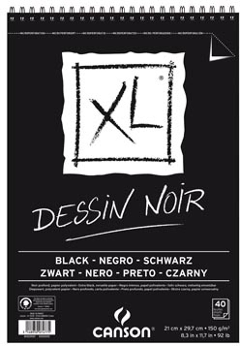 Canson tekenblok XL 150g/m² formaat A4 40 vel zwart