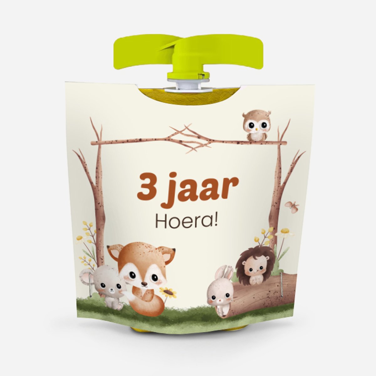 Wikkel voor knijpfruit - bosdieren - 3 jaar - 10 stuks