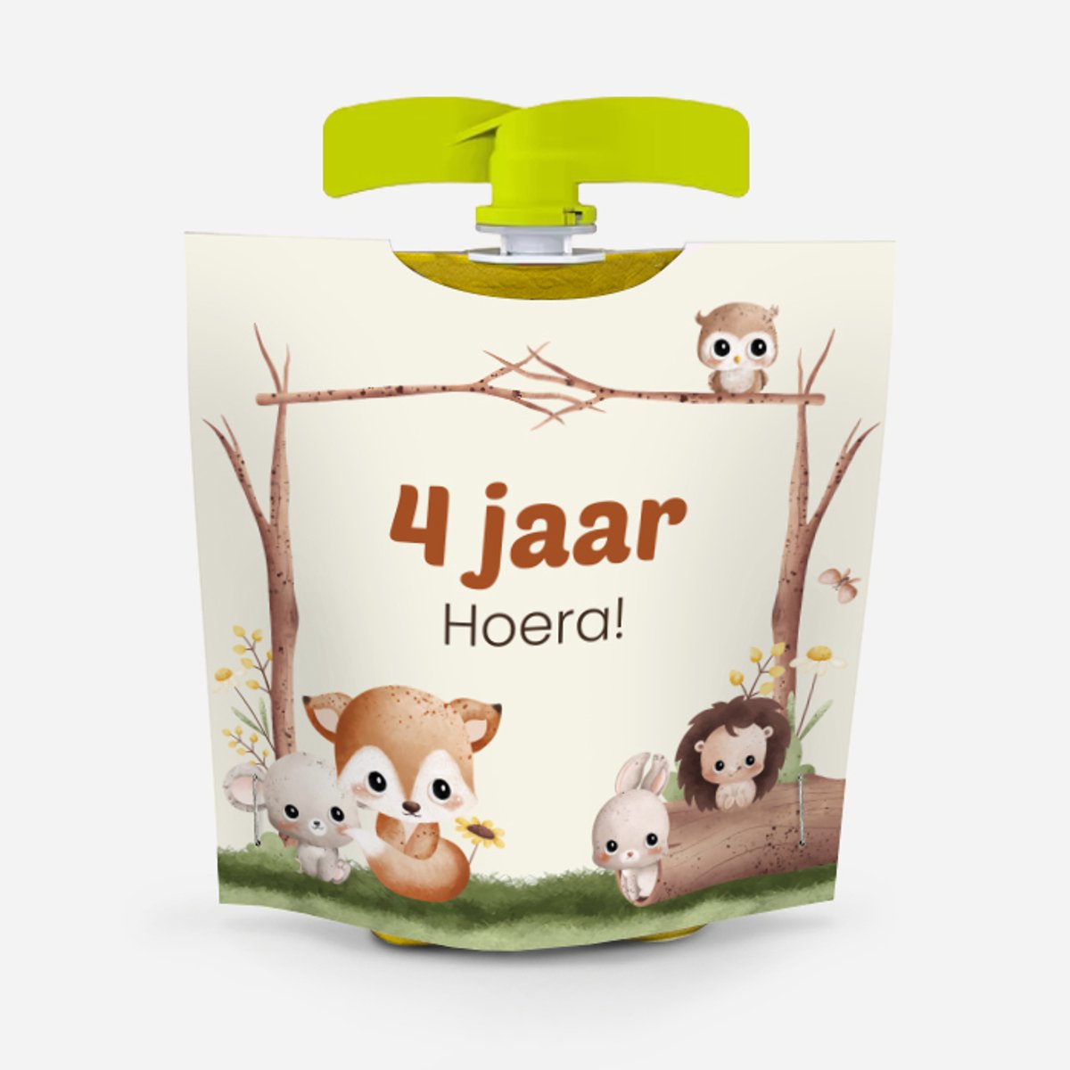 Wikkel voor knijpfruit - bosdieren - 4 jaar - 10 stuks