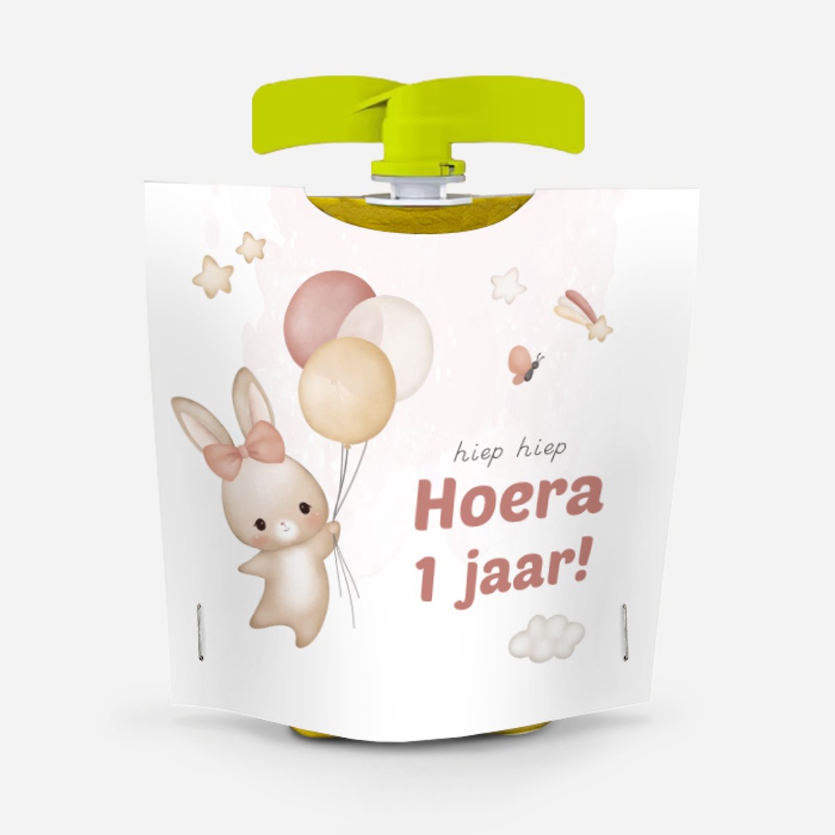 Wikkel voor knijpfruit konijntje- traktatie 1 jaar - 10 stuks