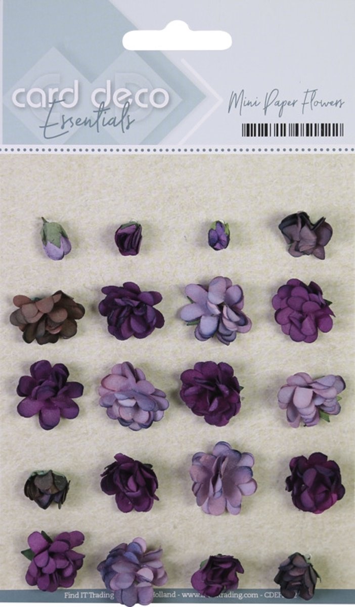Card Deco Essentials - Mini Papier Bloemen - Paars