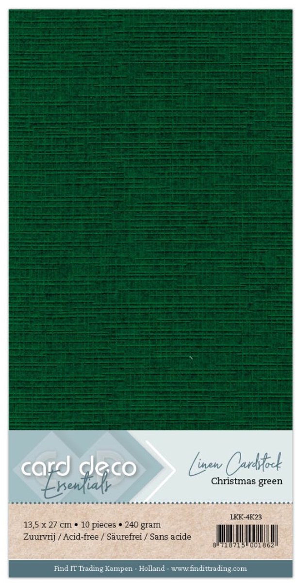 linnen karton 4k rood en christmas green (13,5x27cm)