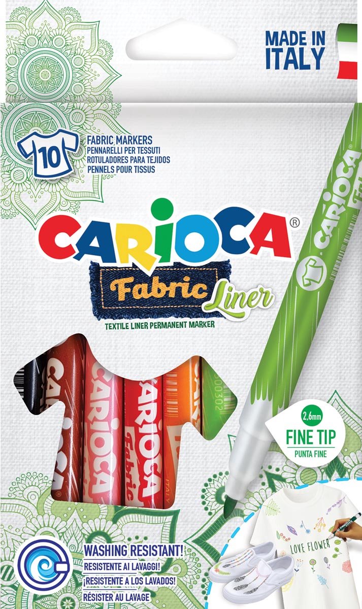 Carcioca textielstift Fabricliner, doos van 10 stuks in geassorteerde kleuren 24 stuks