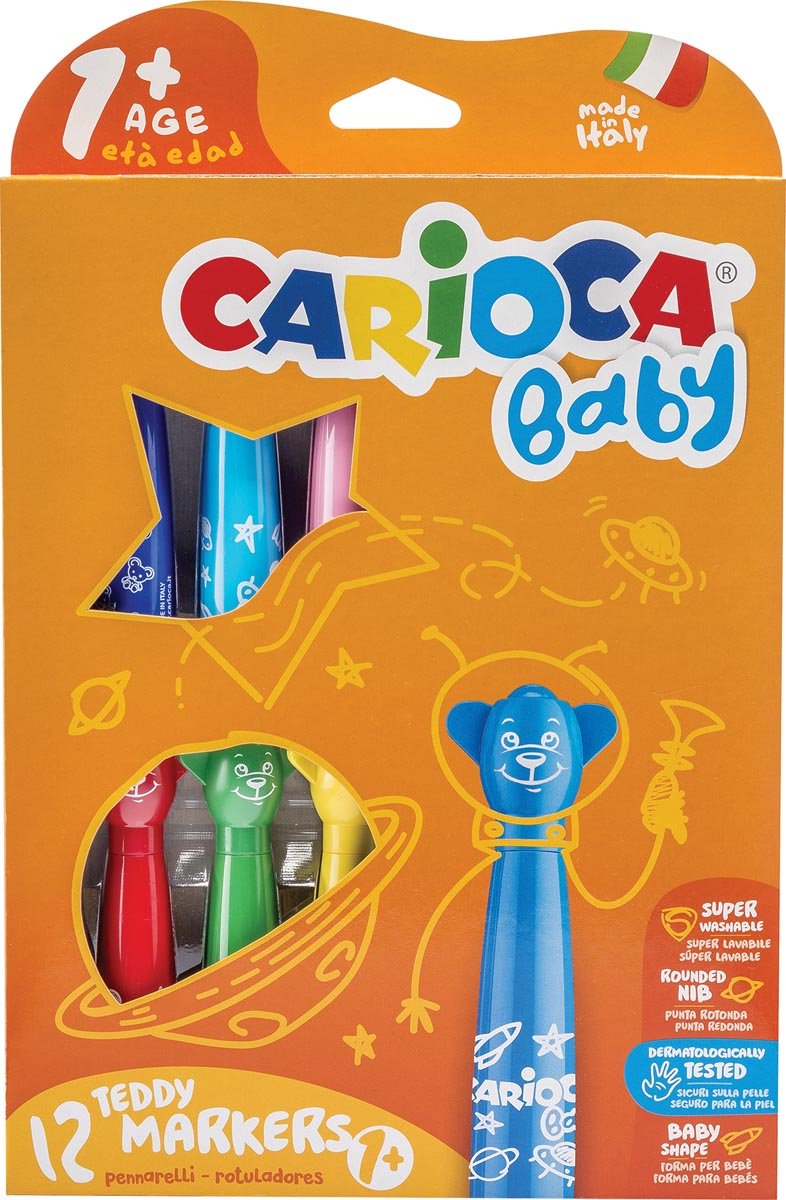 Carioca viltstift Baby Teddy, doos van 12 stuks in geassorteerde kleuren 24 stuks
