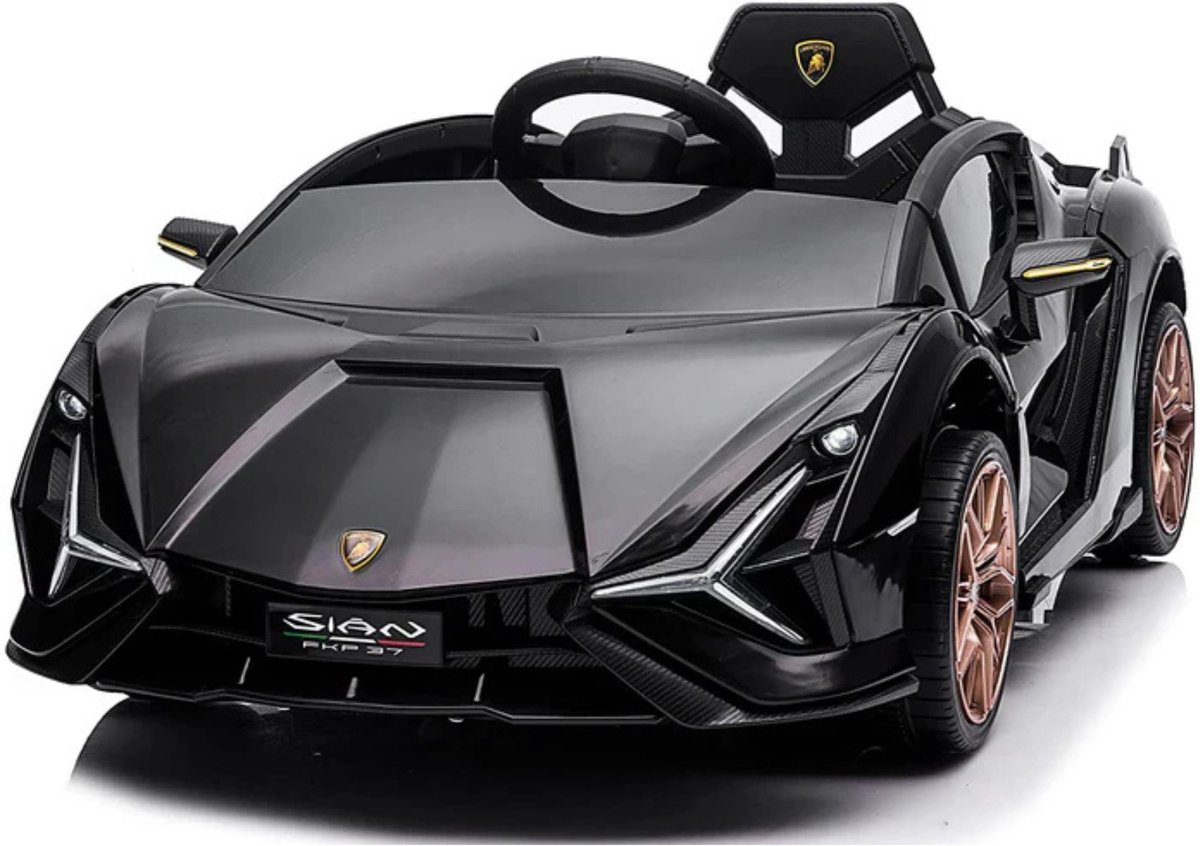 Lamborghini Sian - Elektrische Kinderauto - 1-zitter - Zwart - Met vleugeldeuren en afstandsbediening - Elektrische Kinderauto