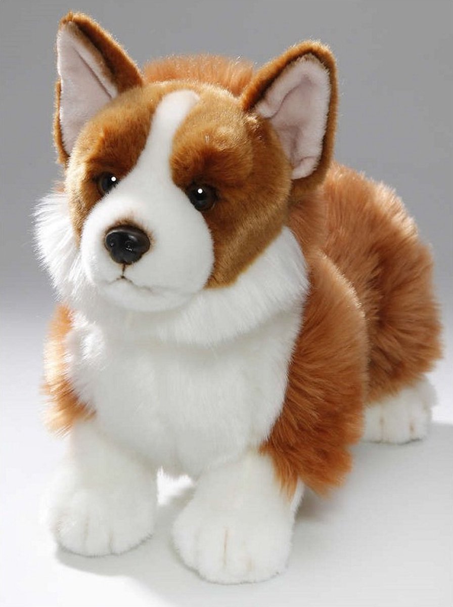 Pluche bruin/witte Corgi hond knuffel 35 cm - Honden huisdieren knuffels - Speelgoed voor kinderen
