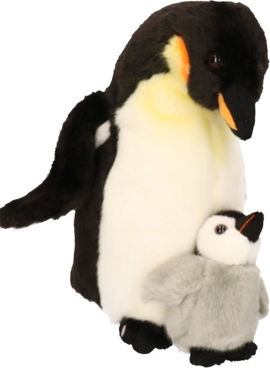 Pluche knuffel pinguin met jong 32 cm