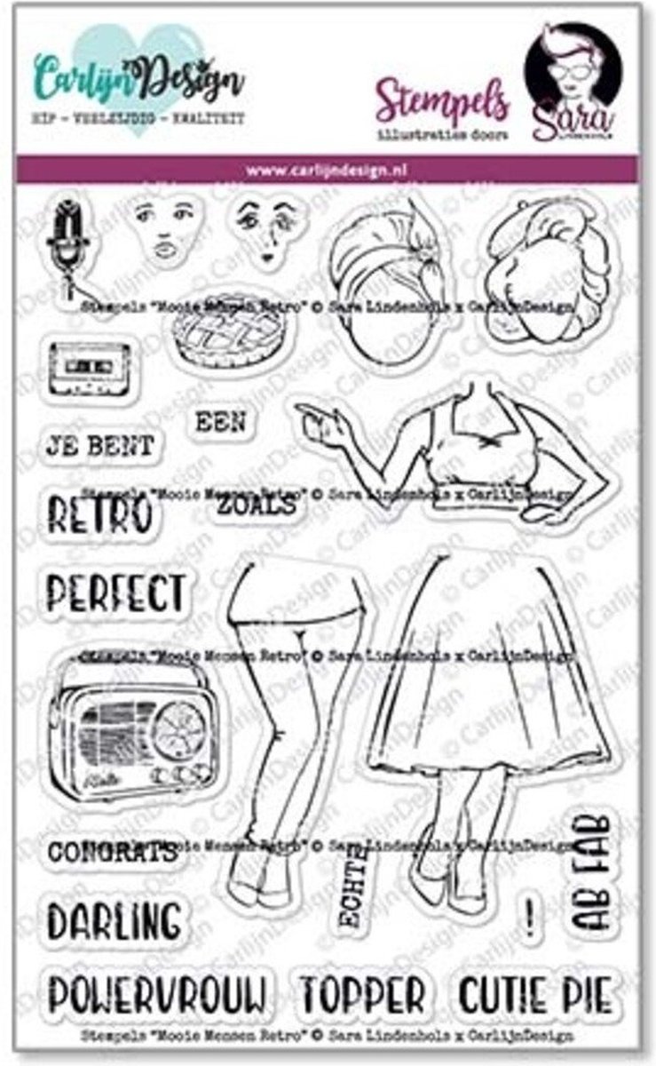 Clearstamps A6 - Mooie mensen retro - Sara Lindenhols