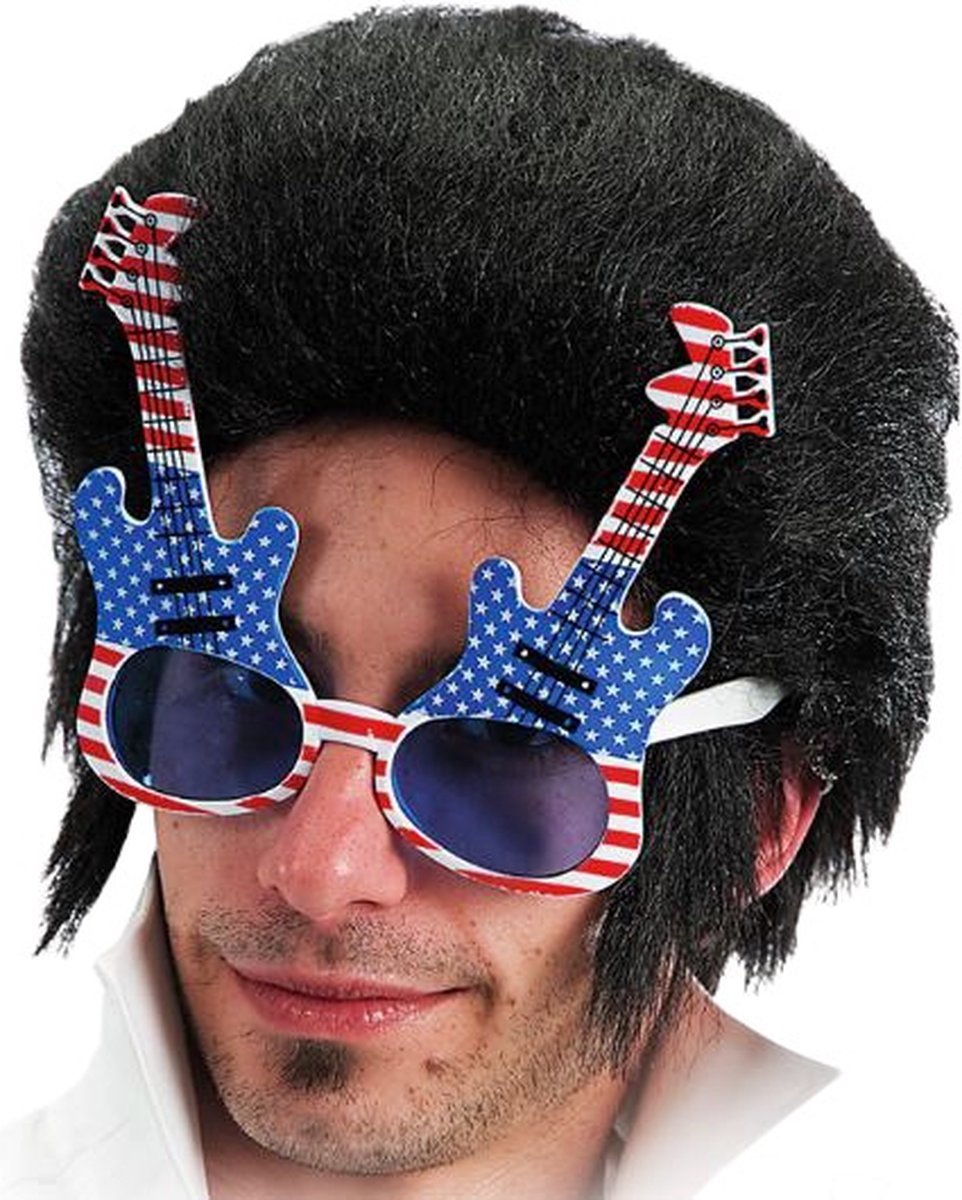 Carnival Toys Bril Rockstar Blauw/rood/wit One-size