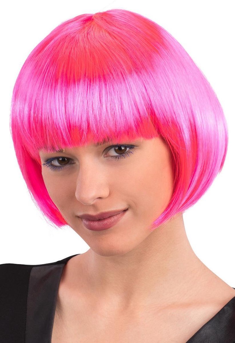  Pruik Lovely Dames polyester Fuchsia One-size