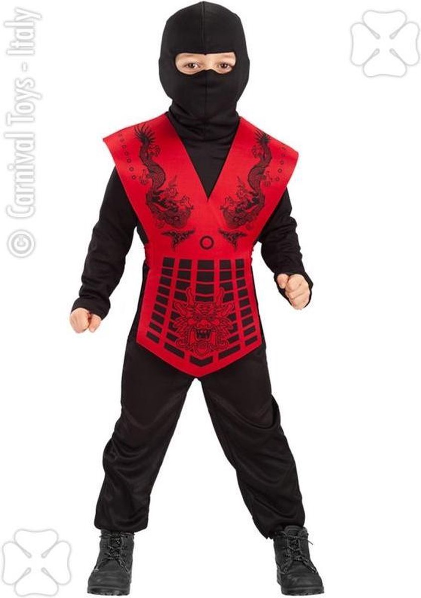 Carnival Toys Verkleedkostuum Ninja Junior Polyester Zwart/rood Mt 116/122