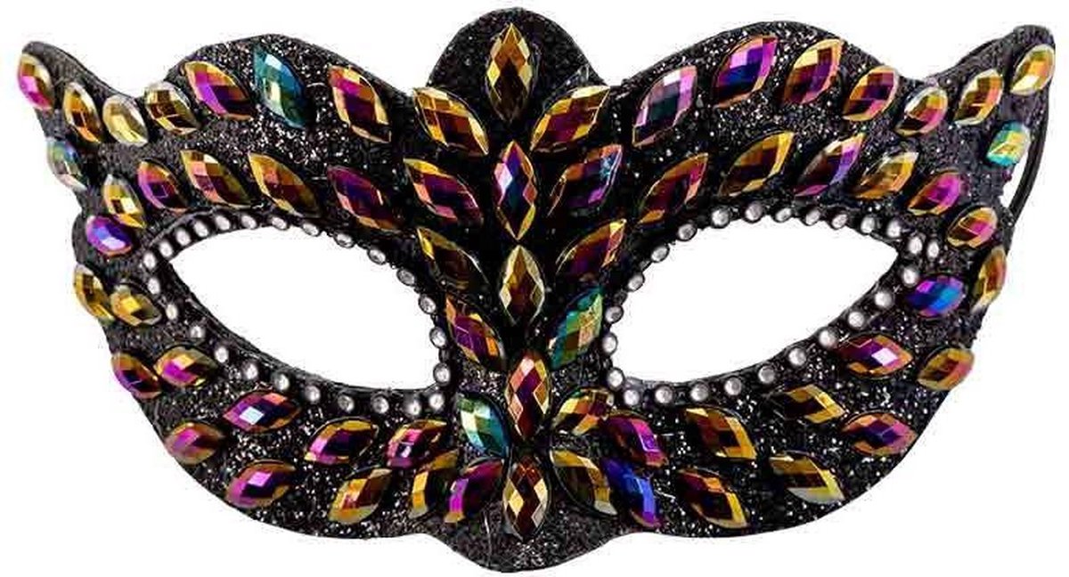 Carnival Toys Verkleedmasker Dames Strass Zwart/geel One-size