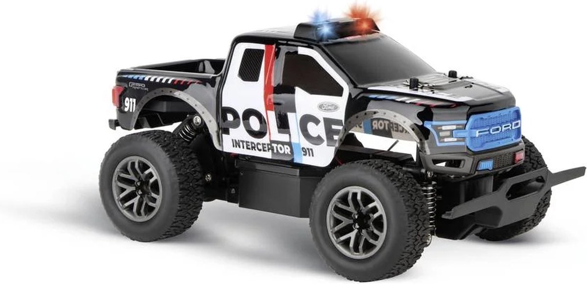   RC voertuig Auto - RC Auto Ford F-150 Raptor Police - Zwart Wit - 2,4GHz RC Model Kant en Klaar - 1:18 -