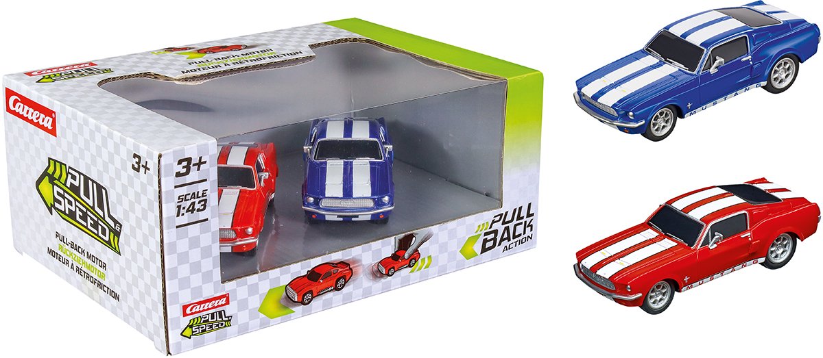   Speelgoedvoertuig - Pull and Speed - Ford Mustang 67 - Pull-Back Twin Pack Terugtrekauto