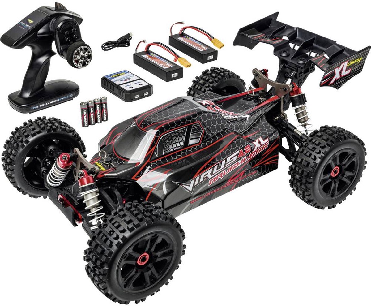 Carson Modellsport Virus 4.2 XL Zwart, Rood 1:8 RC auto Elektro Buggy 100% RTR 2,4 GHz Incl. accu, oplader en batterije