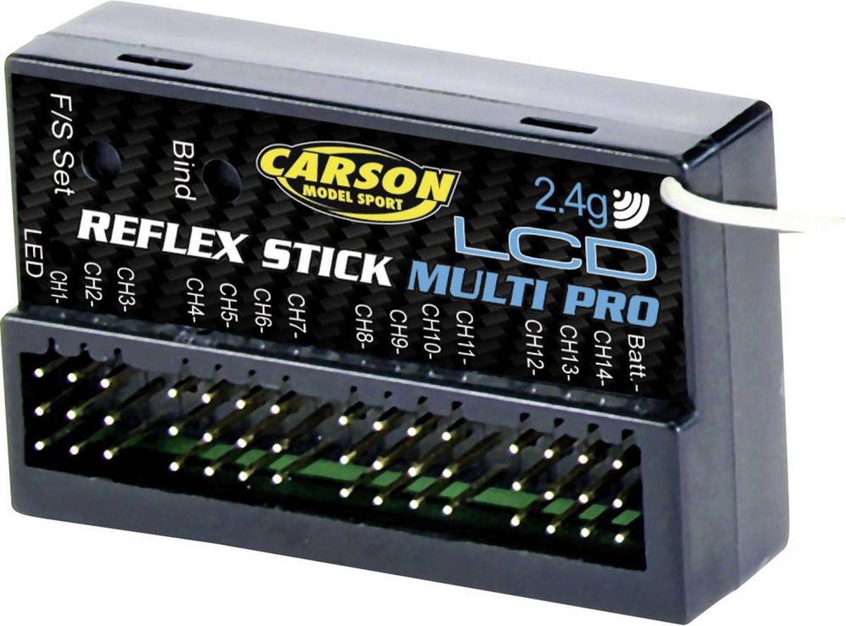 Carson Modellsport Reflex Stick Multi Pro LCD 14-kanaals ontvanger 2,4 GHz