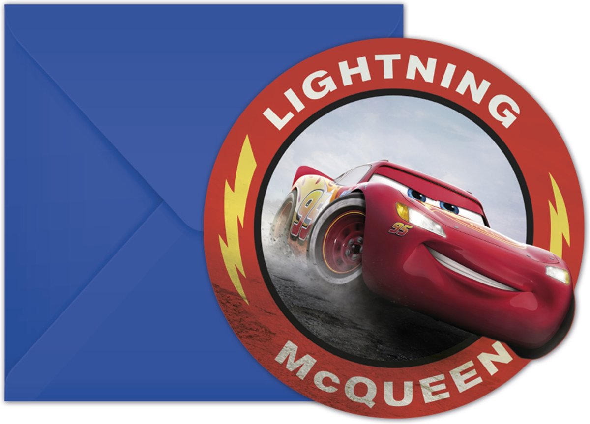 6 Cars 3™ enveloppen en uitnodigingen - Feestdecoratievoorwerp