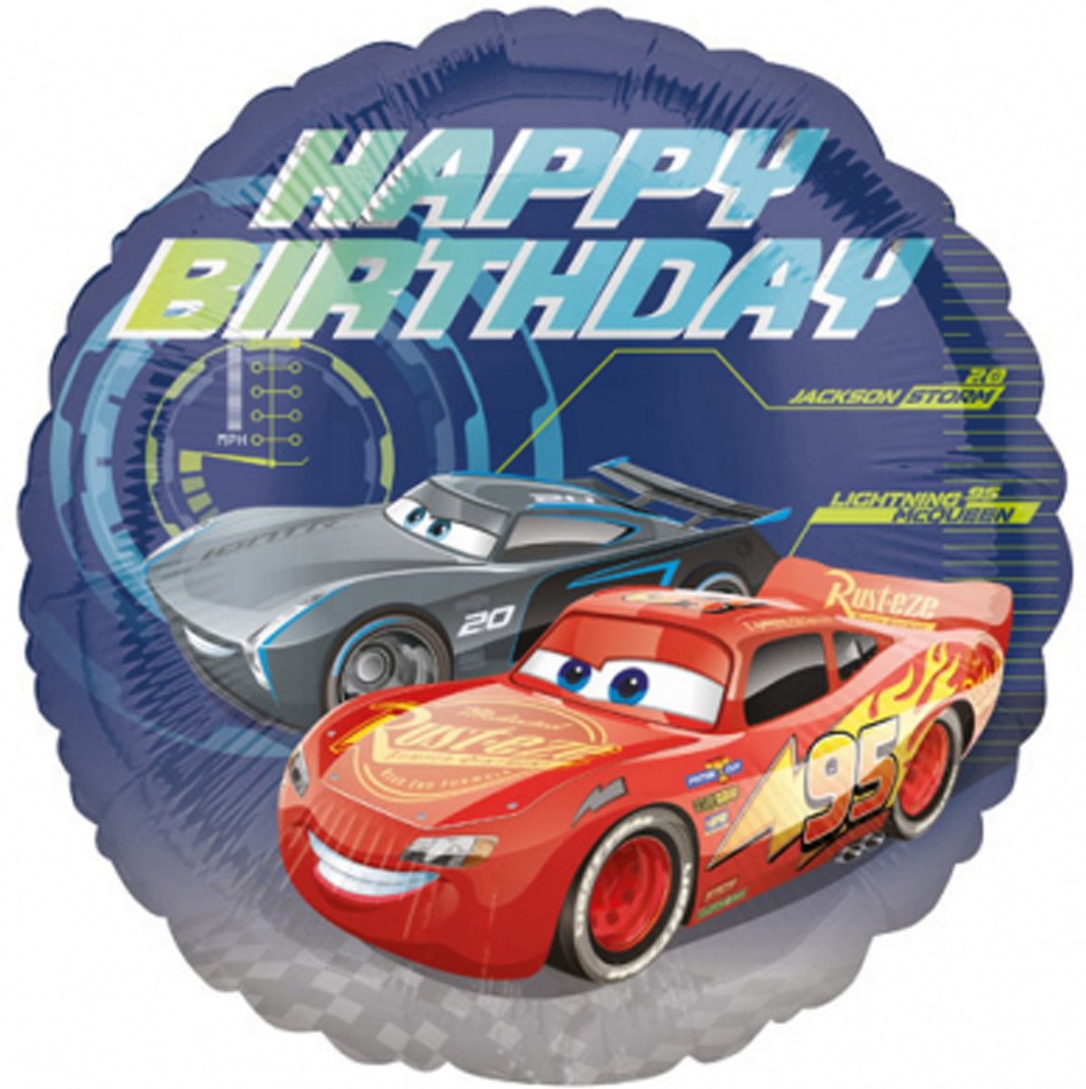 Happy Birthday Cars 3™ folie ballon - Feestdecoratievoorwerp