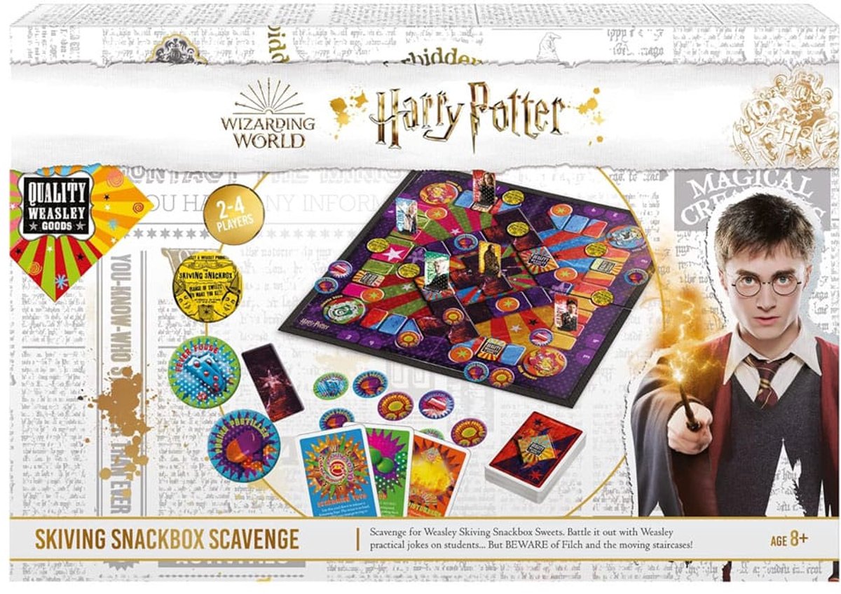 Cartamundi Harry Potter Board Game Skiving Snackbox Challenge Game and accessories
