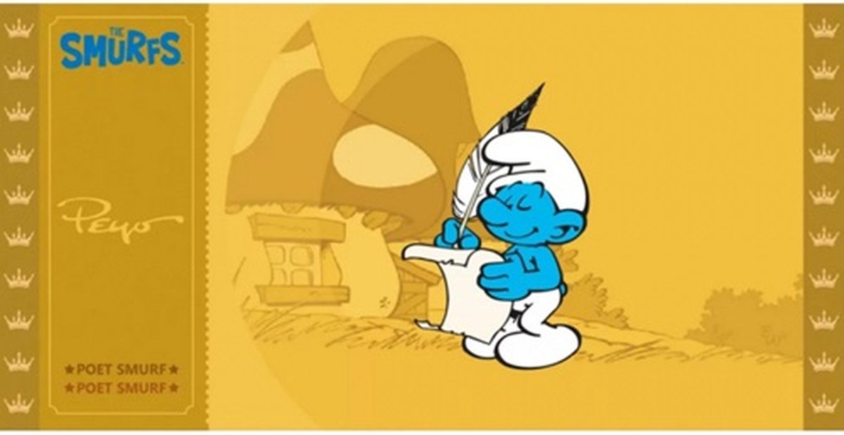 Gouden ticket - De smurfen - Verzamelitem - Dichtersmurf - Verzamelkaart