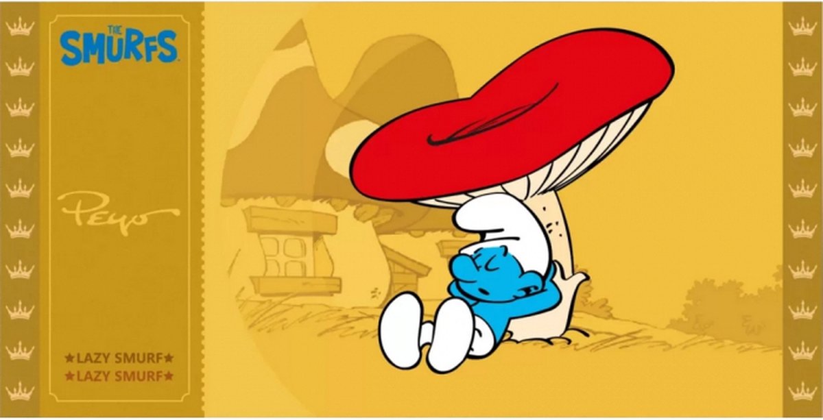 Gouden ticket - De smurfen - Verzamelitem - Luilaksmurf - Verzamelkaart