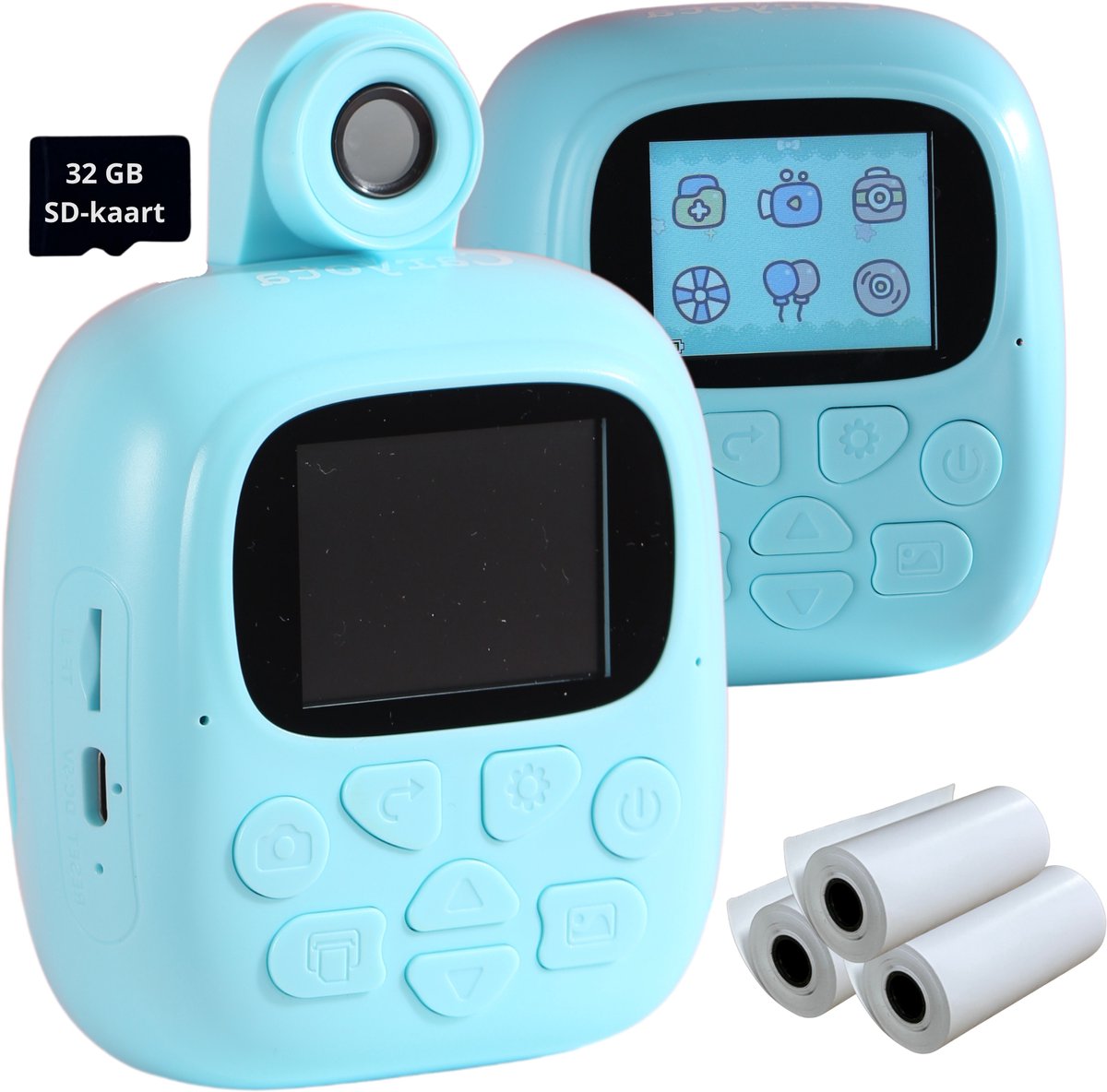   3 in 1 Kindercamera - Vloggen - Full HD - 32GB SD-kaart - Inktvrij - Instant Print - Jongens
