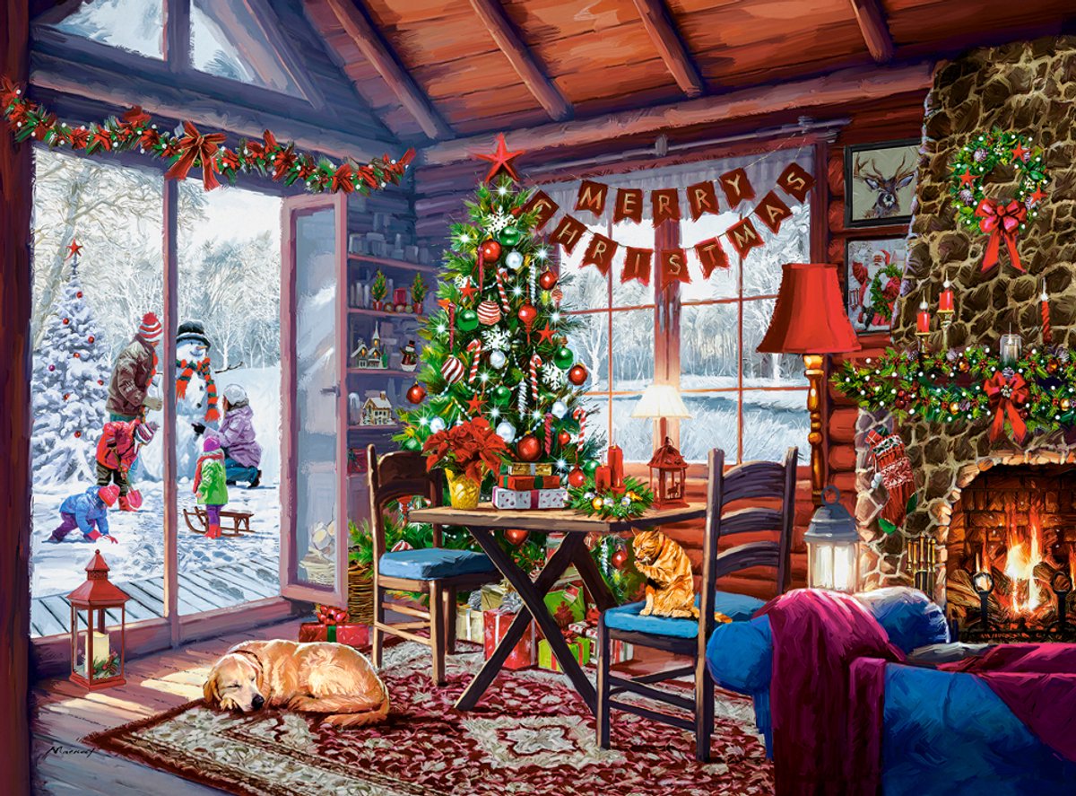 Castorland puzzel kerst cottage - legpuzzel 2000 stukjes multicolor.