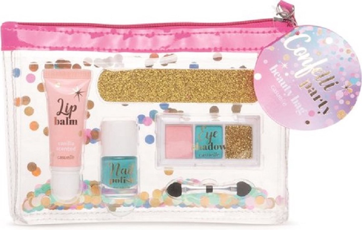 Lets Celebrate Make up Tasje - Kinder Makeup - Toilettasje Meisjes - Roze Beautybag - Kinder Nagellak Lipgloss Oogschaduw - Glitter Make-up Meisjes - Beauty Girls Set - Make-up Setje Meisjes - Kinder Make up Set - Cadeautip Kinderfeestje Meisje