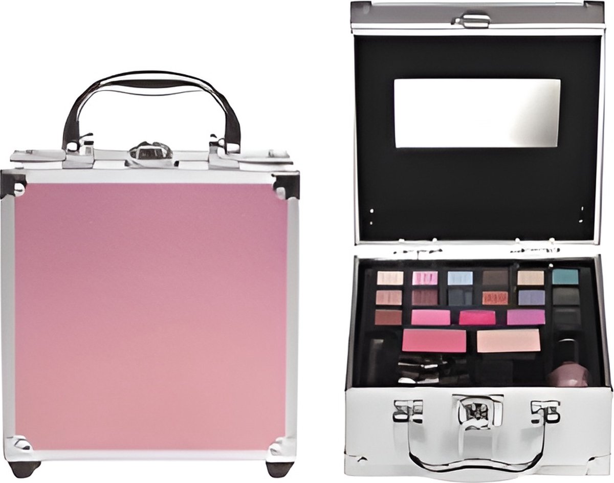 alu mini cosmetica koffer - finish in roze