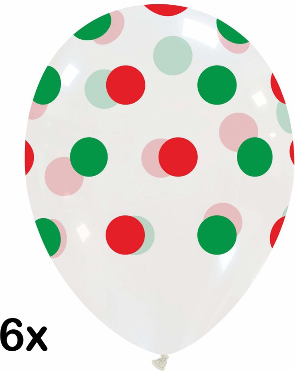 Christmas Polka dots ballonnen, 6 stuks, 30cm