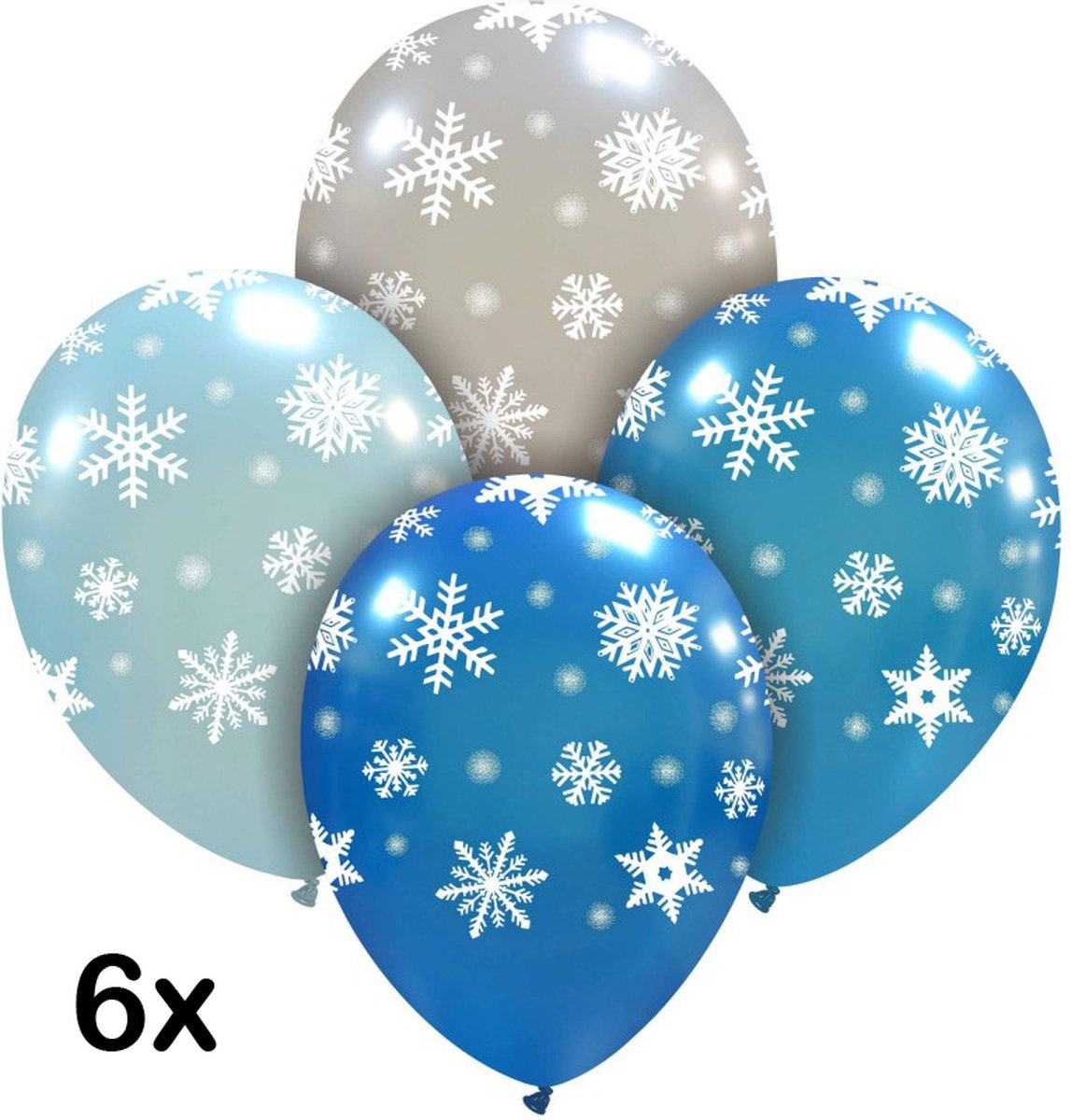 Snowflakes ballonnen mix, 6 stuks, 30 cm