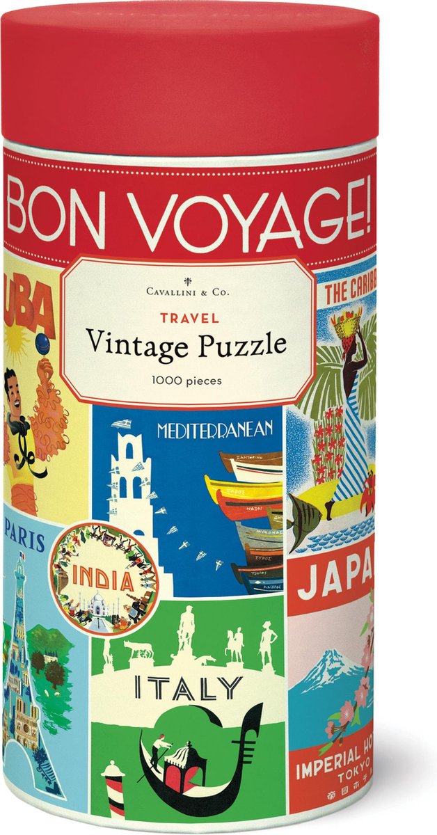 Vintage Puzzel - Travel - 1000 stukjes - Cavallini & Co puzzle Bon Voyage