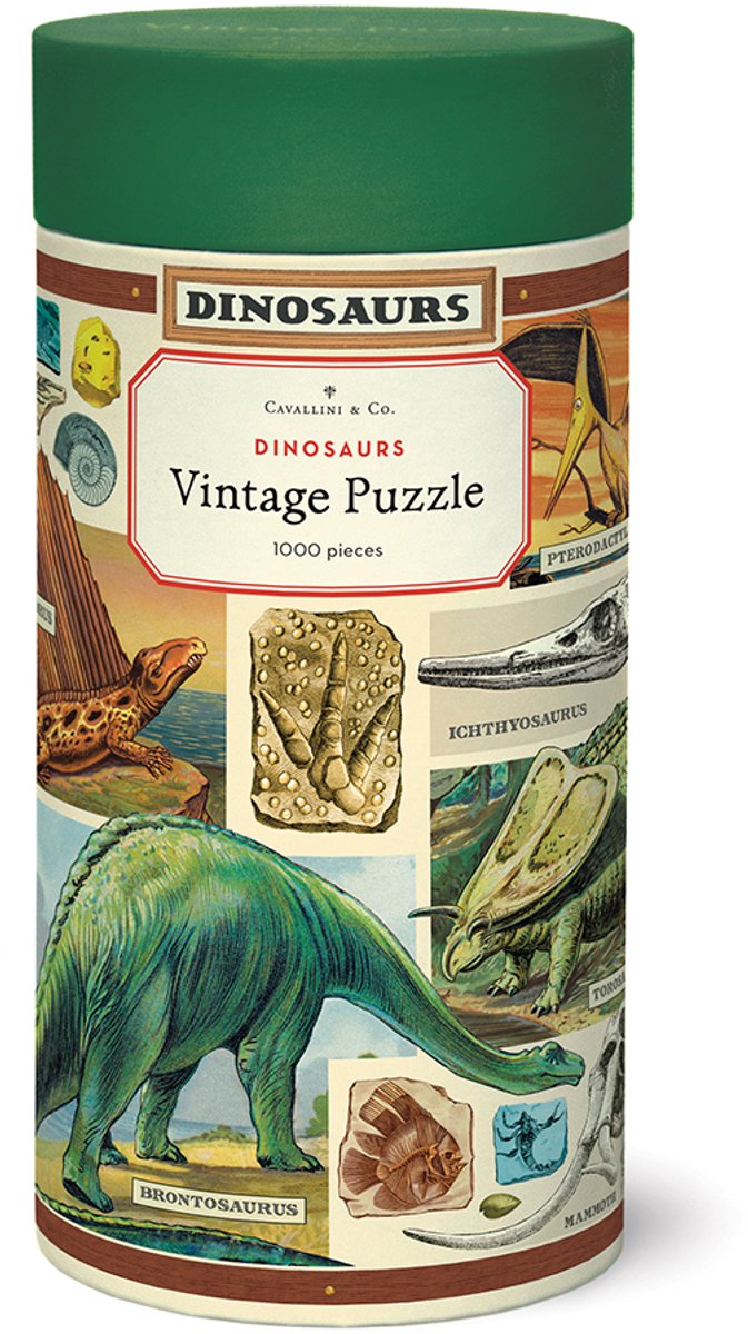 Vintage Puzzel Dinosaurus - 1000 stukjes - Cavallini & Co - Puzzle Dinosaurs - Dino Legpuzzel