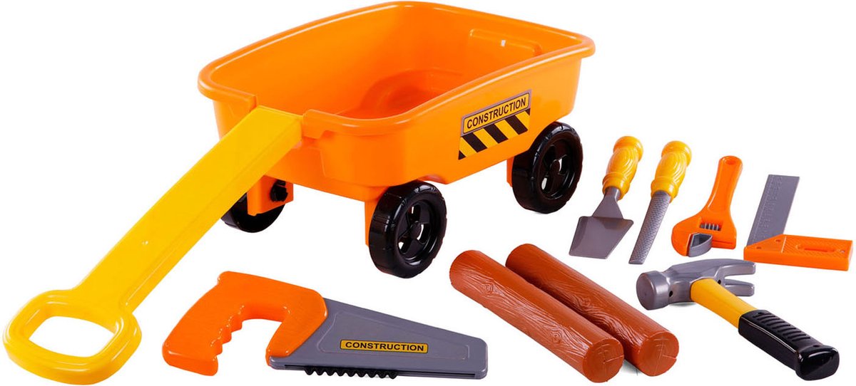 Cavallino Bolderkar Oranje met Gereedschap en Boomstammen, 9dlg.