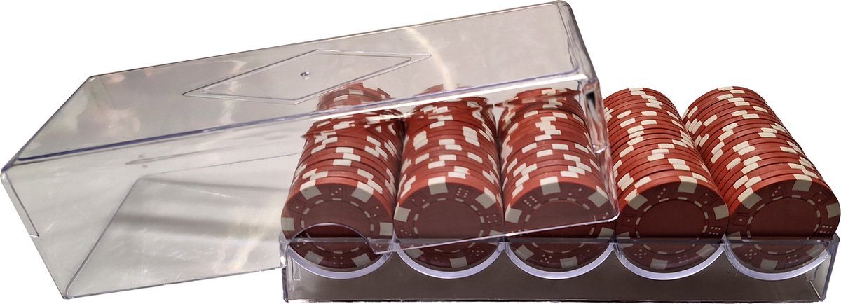 Poker - Poker bakje Rood - Pokerset - Poker fiches - Fiches - Poker chips - Poker set - Casino - Casino chips - Cave & Garden