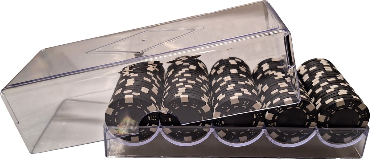 Poker - Poker bakje Zwart - Pokerset - Poker fiches - Fiches - Poker chips - Poker set - Casino - Casino chips - Cave & Garden