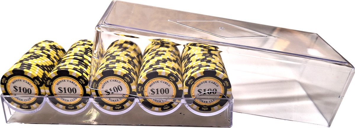 Poker - Poker bakje met waarde 100 - Pokerset - Poker fiches - Fiches - Poker chips - Poker set - Casino - Casino chips - Poker fiches met waarde - Cave & Garden