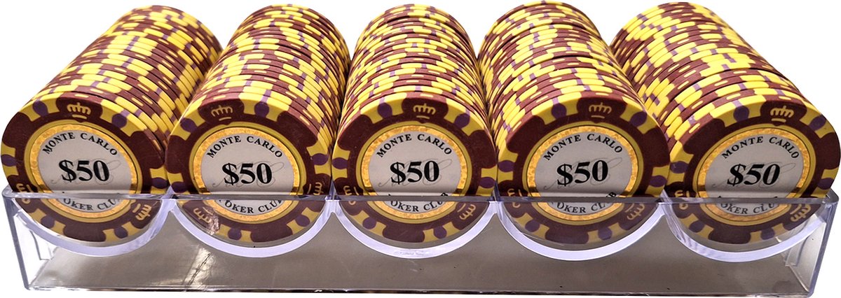 Poker - Poker bakje met waarde 50 - Pokerset - Poker fiches - Fiches - Poker chips - Poker set - Casino - Casino chips - Poker fiches met waarde - Cave & Garden