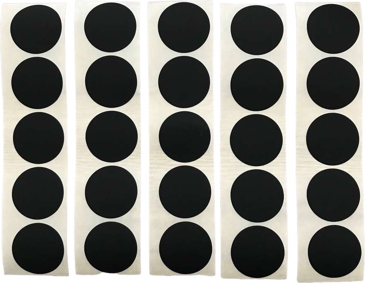 25 Grote Mat Zwarte Ronde Stickers Sluitstickers - Beschrijfbaar - Doorsnede 3,5 cm