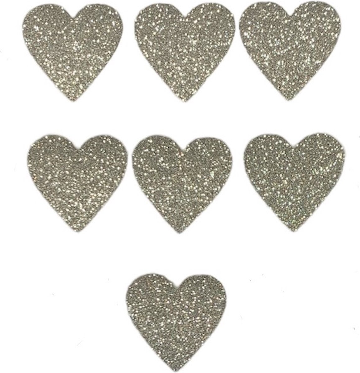 25 Zilver Glitter Hartjes Stickers - Doorsnede 2,5 cm