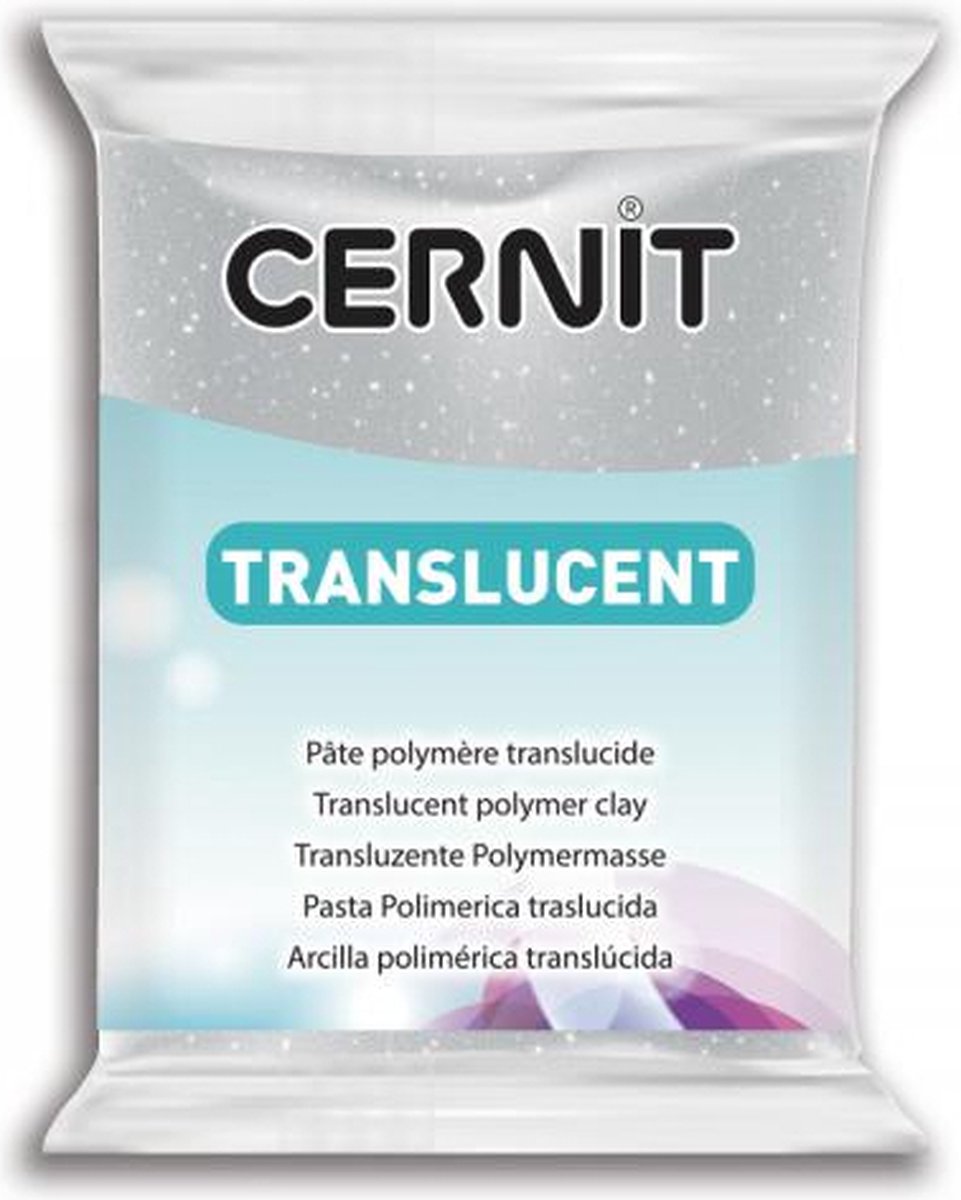 Cernit klei transparant glitter zilver nr.080- 56gr