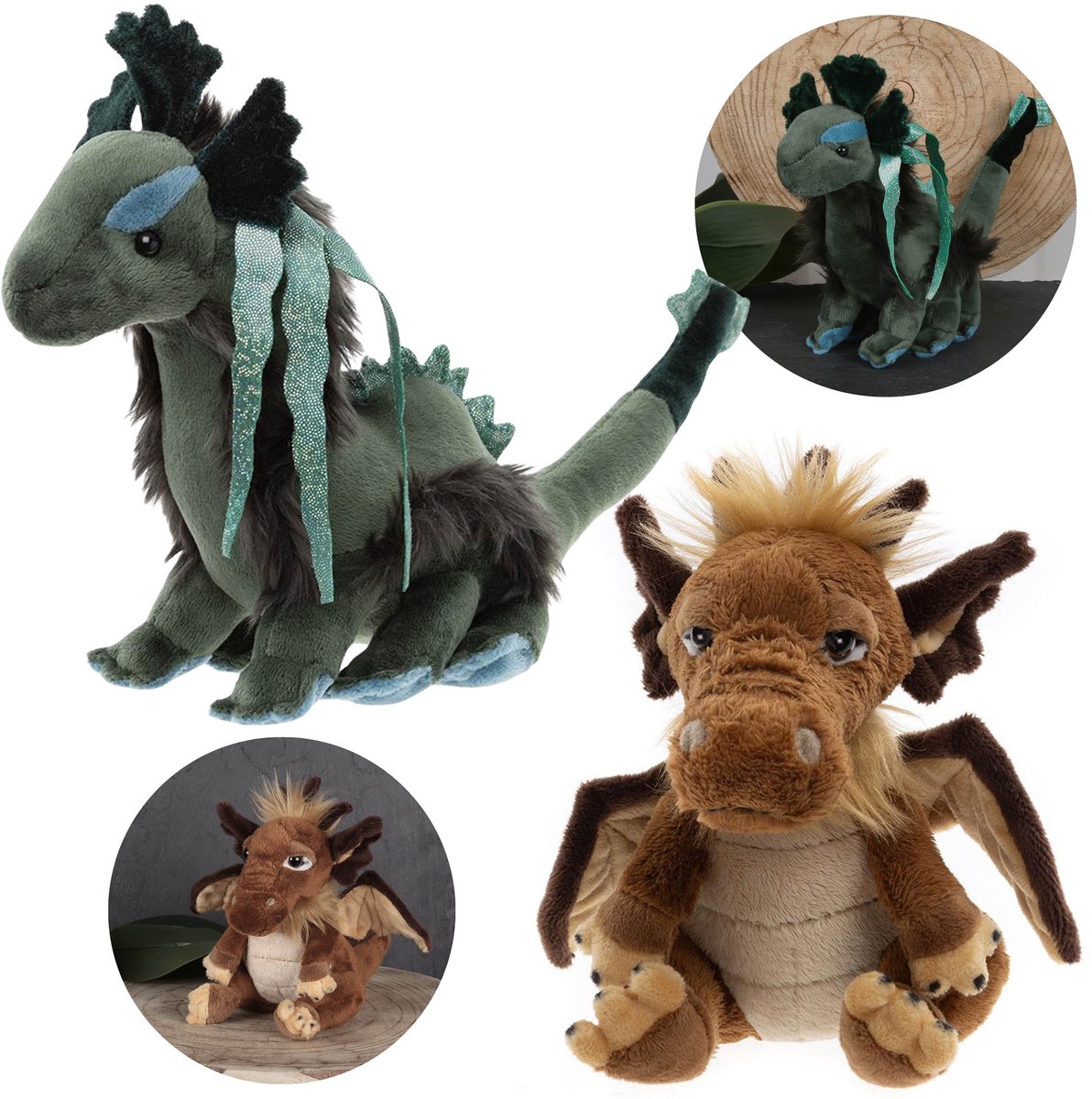 Charlie Bears, Set van twee knuffels uit de Cuddle Cubs-serie: DRAKEN Nessie en Landern – Perfecte knuffels voor kinderen