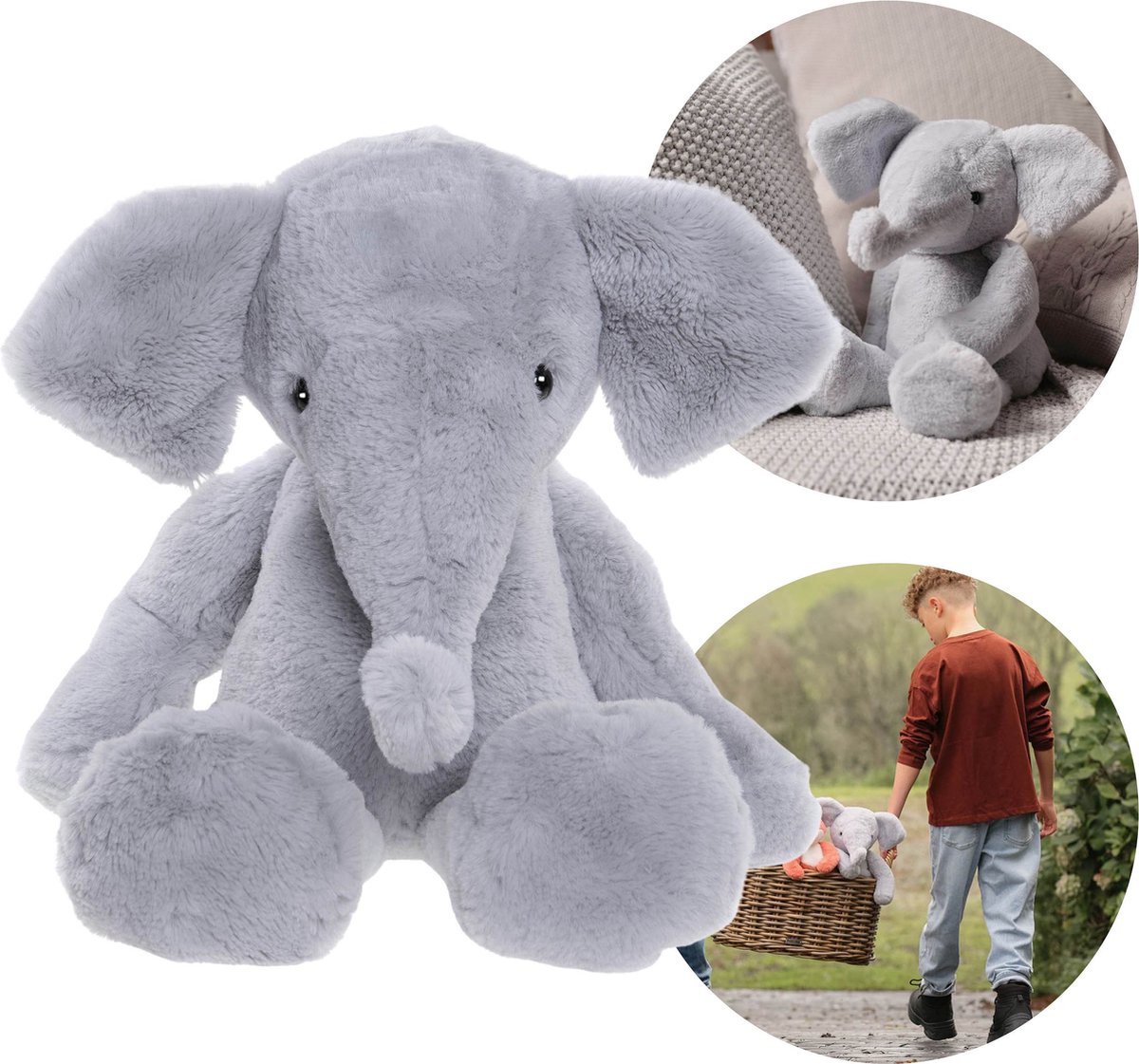 Charlie Bears Mascotte, Effie de olifant, uit de Bear&Me serie, een unieke knuffel voor kinderen, 38 centimeter